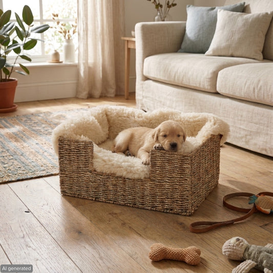 Suna Tierbett – geflochtener Schlafplatz aus Seegras