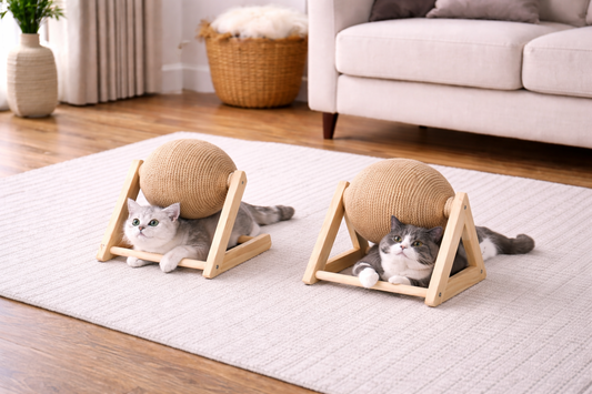Orio Spiel - Minimalistisches Kratz- und Spielelement für Katzen – mit Spielball