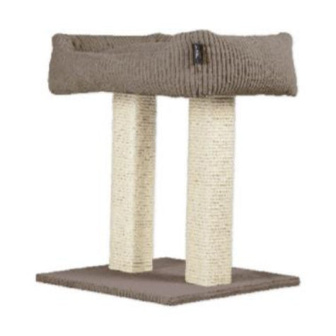 Maro Kratzbaum – mit Cord-Kuschelsofa – Farbe: Taupe / Ausführung: 2 Stämme – Produktfoto