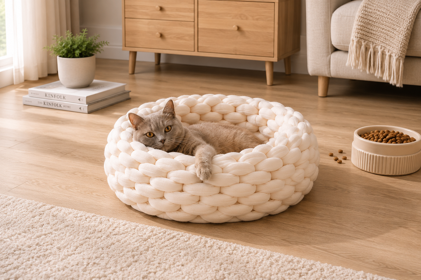 Weno Nest - Geflochtenes Ruhe- und Schlafnest für Katzen & kleine Hunde